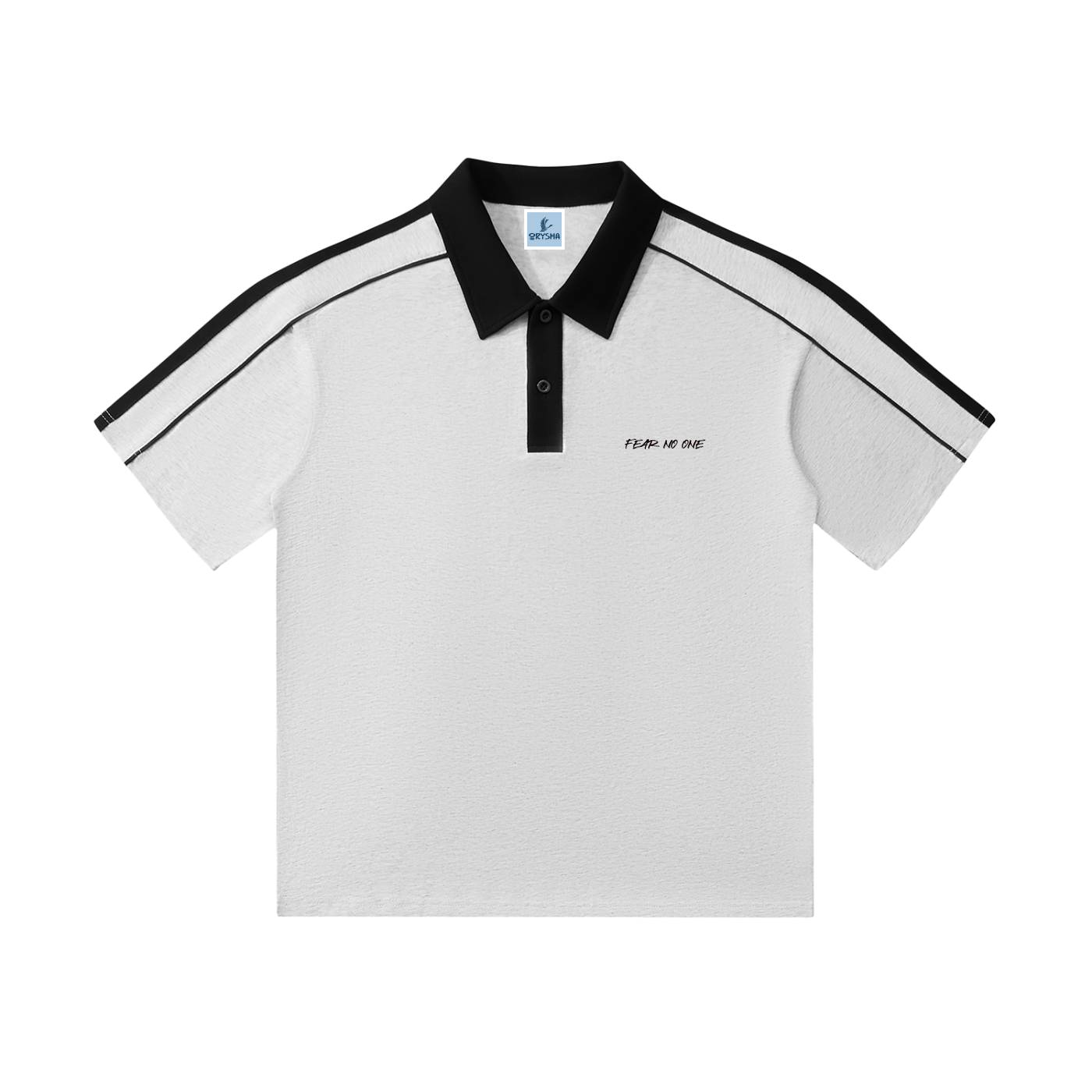 Men’s ““Fear No One” Graphic Contrast Collar Short-Sleeve Polo Shirt
