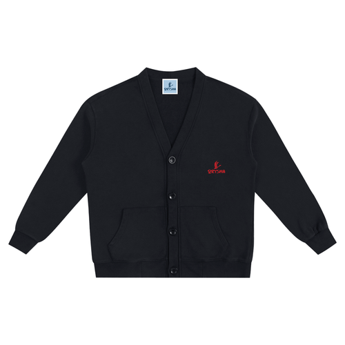 Unisex "Legend Koi" Black Snow Washed Button Cardigan