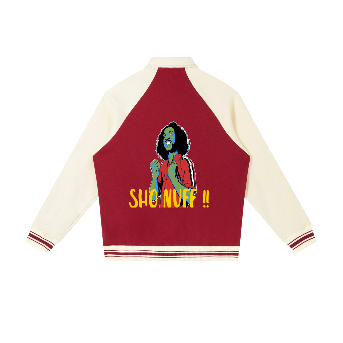 Men’s “Sho Nuff!” Contrast Raglan Sleeve Baseball Jacket