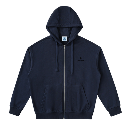 Unisex Drop-Shoulder Zip-Up Hoodie