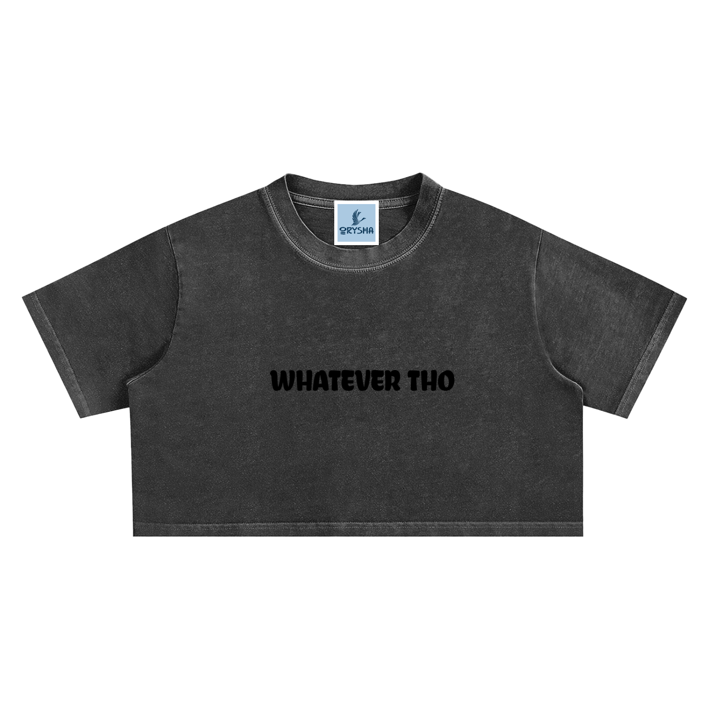 Women's "Whatever Tho" Snow Washed Crop Top