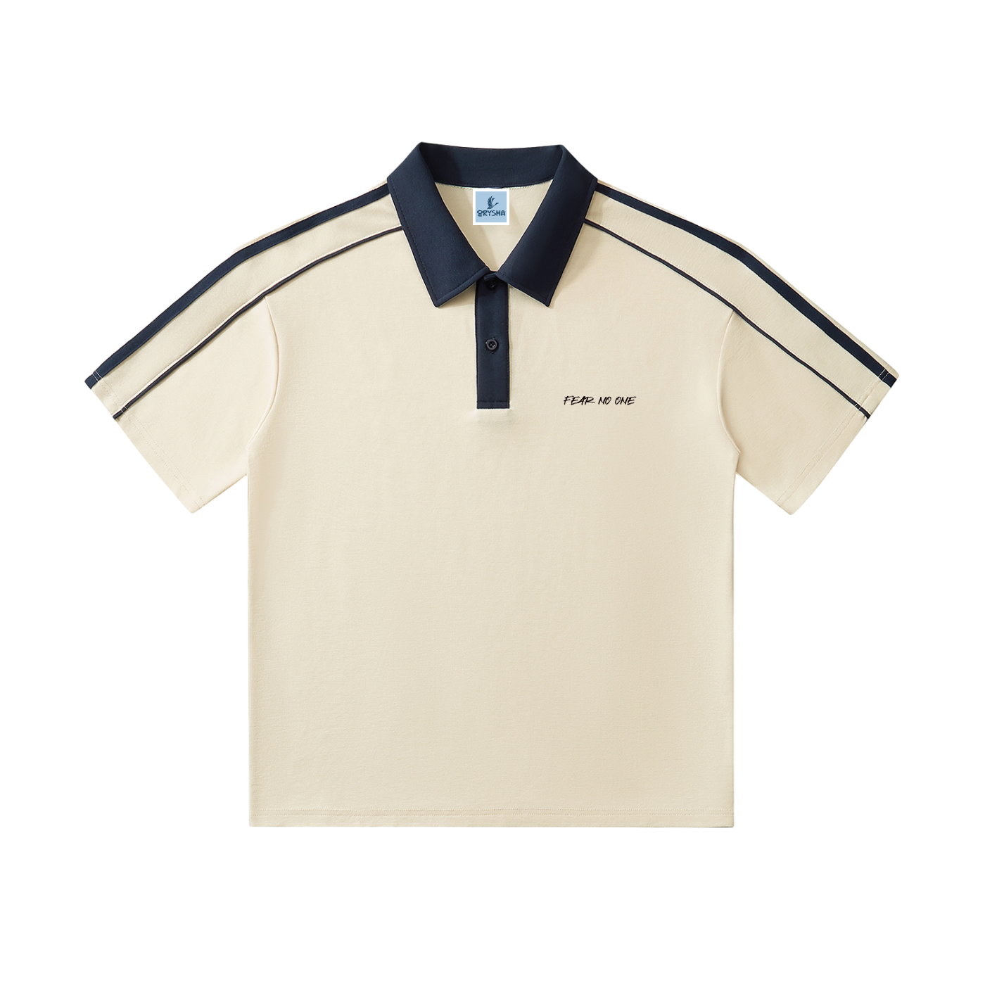 Men’s ““Fear No One” Graphic Contrast Collar Short-Sleeve Polo Shirt