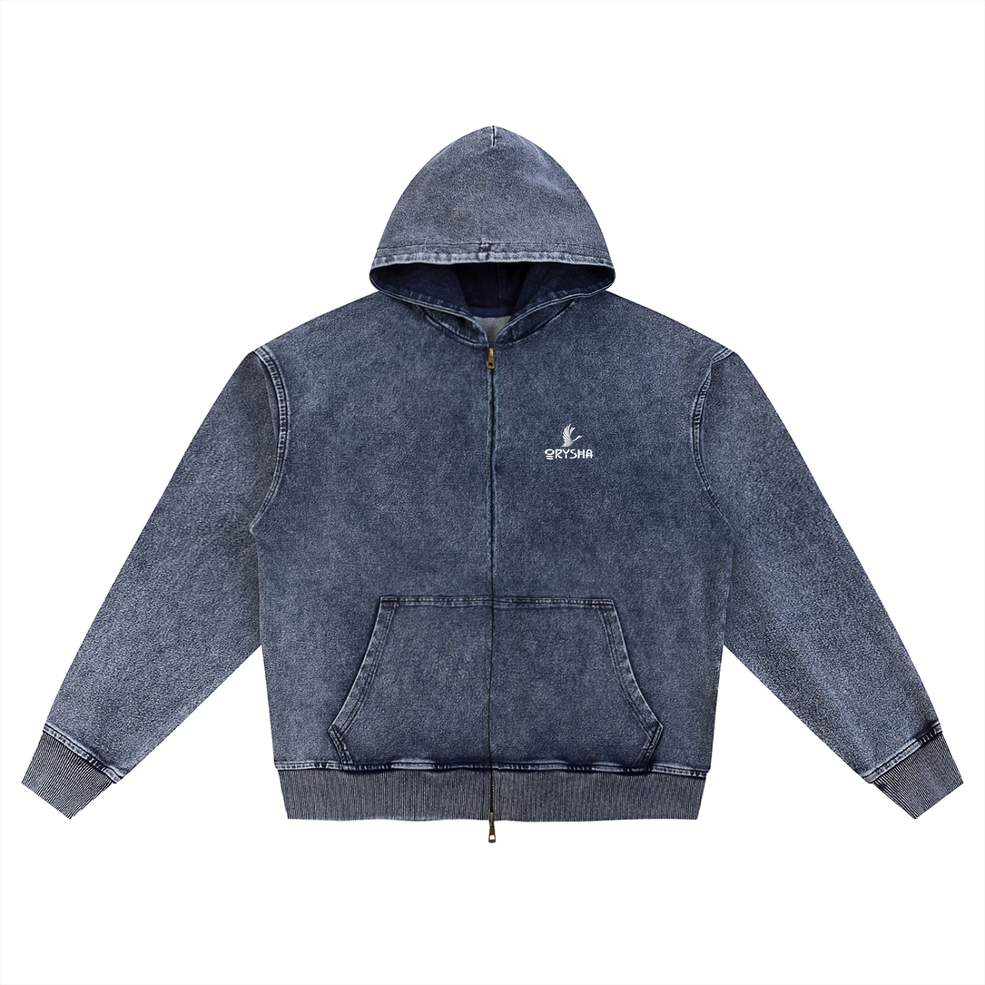 Men's "Legend Koi" Snow Wash Oversized Zip-Up Hoodie