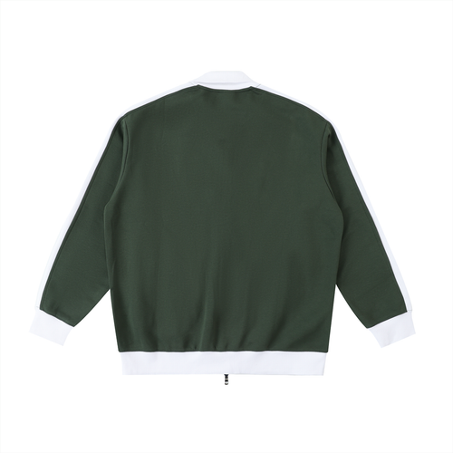 Blouson Col Montant et Revers Contrastés