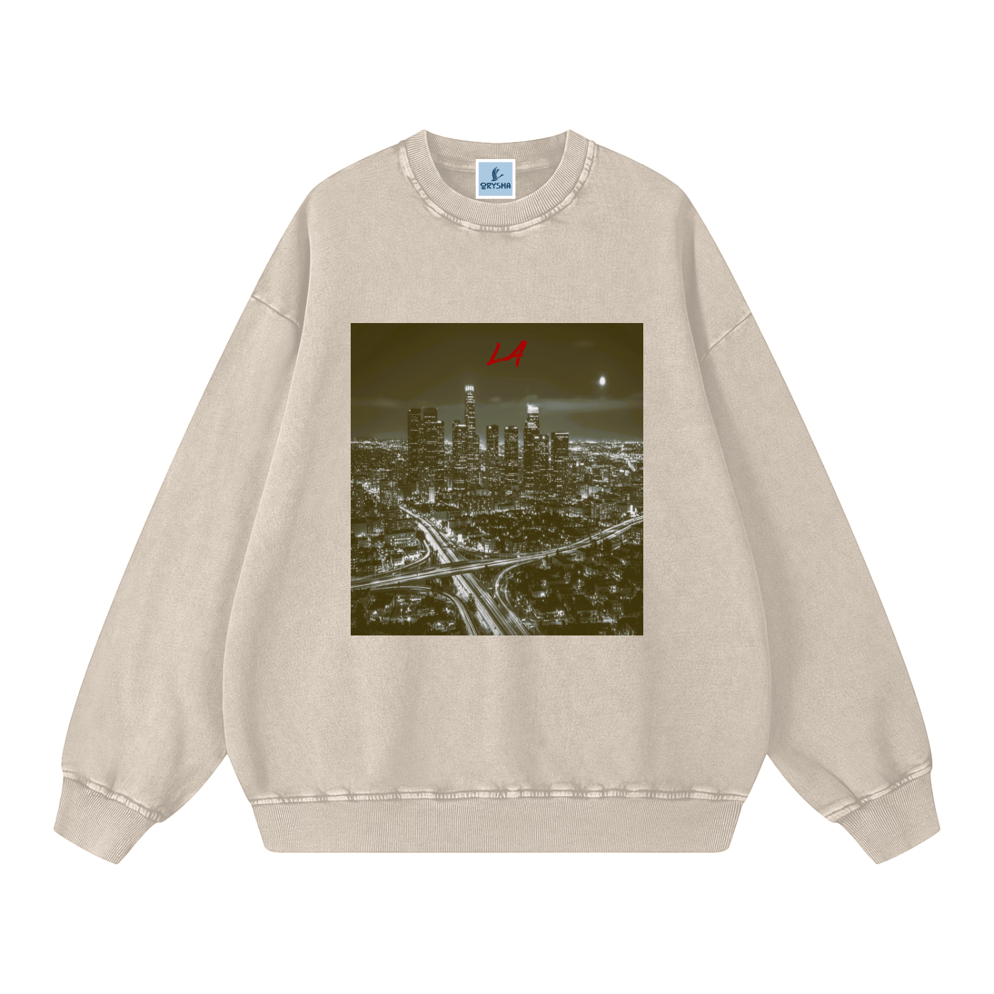 Men’s “LA After Dark” Snow Washed Oversized Graphic Sweatshirt