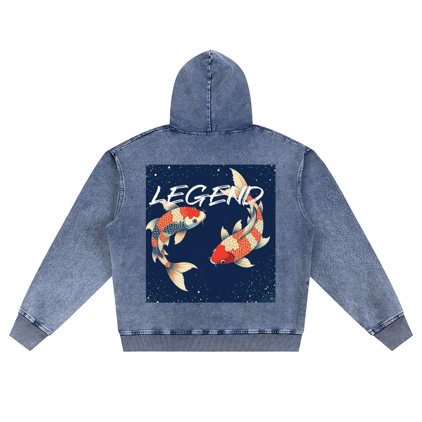 Women's "Legend Koi" Snow Wash Oversized Zip-Up Jacket