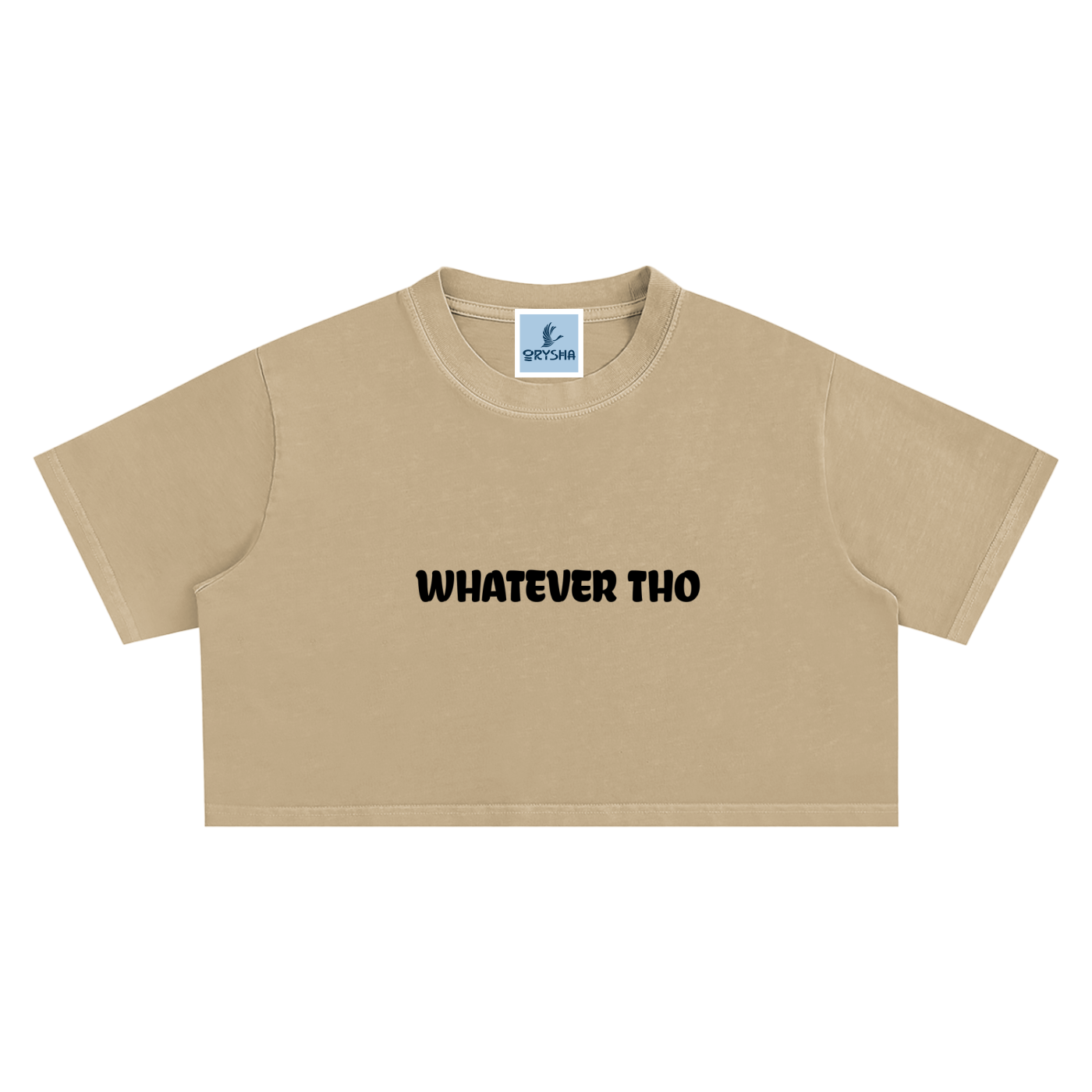 Women's "Whatever Tho" Snow Washed Crop Top