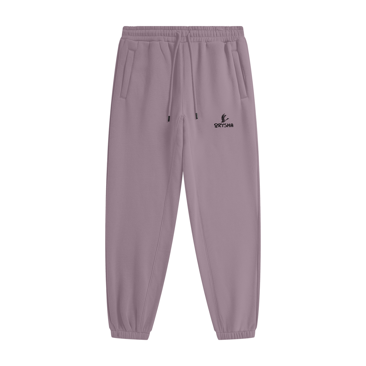 jogger pants with a brand logo on a white background