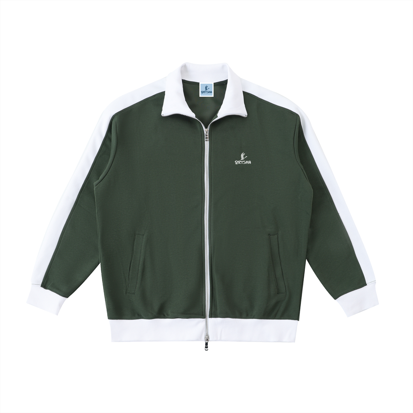 Men’s contrast trim stand collar jacket with zip front and structured fit designed for modern streetwear styling