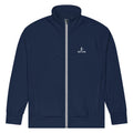 Men’s navy blue eco track jacket with full zip and relaxed fit