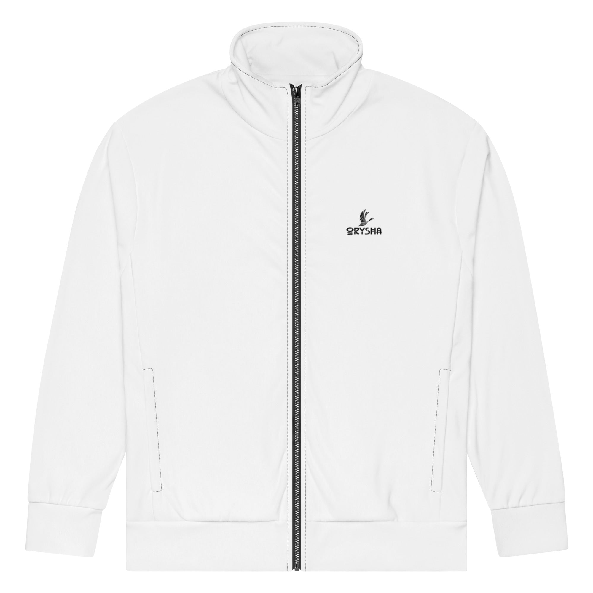 Men’s white eco track jacket with full zip and relaxed fit