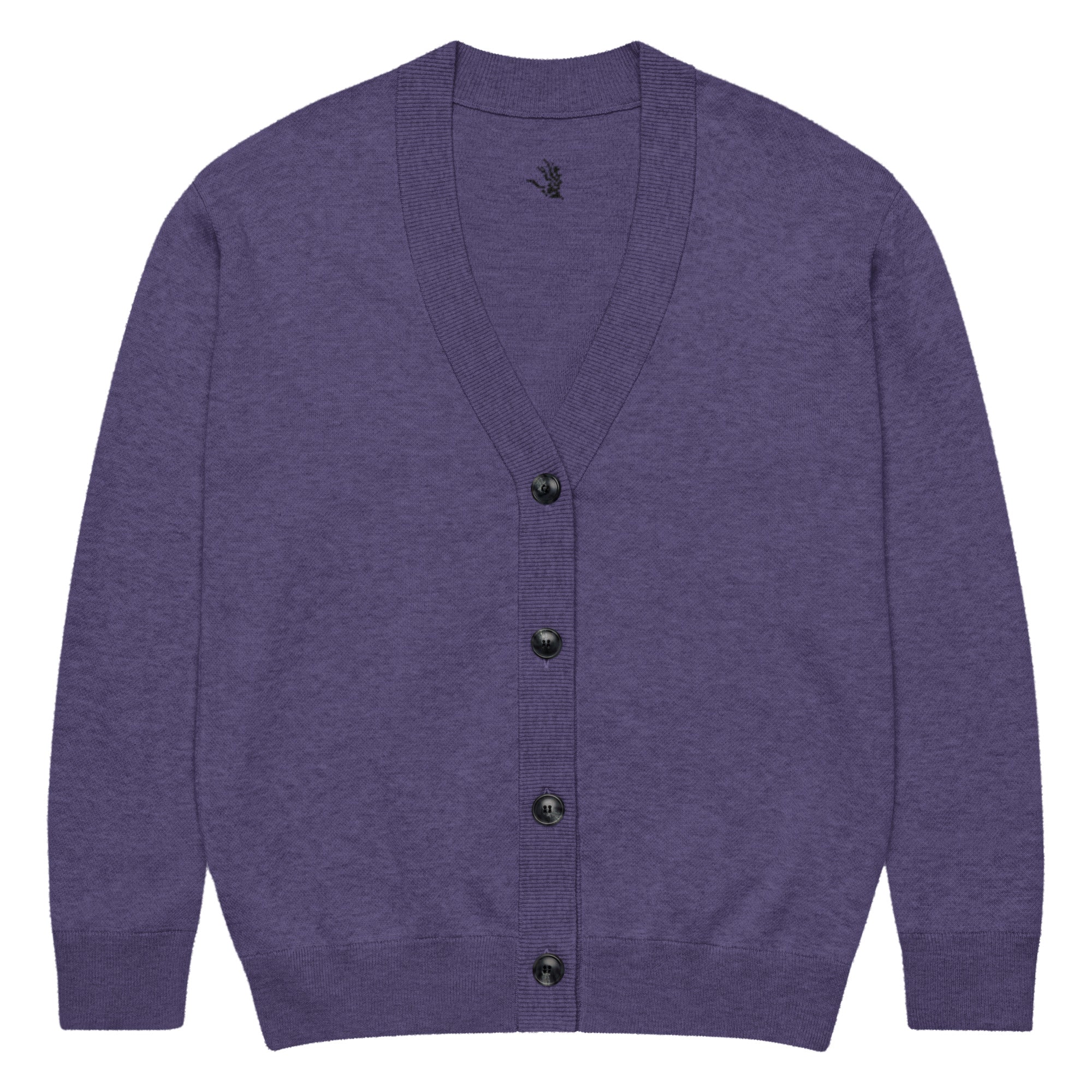 Purple lightweight knitted cardigan with jacquard texture and soft cotton blend fabric