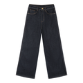 Black wide-leg jeans on a white background