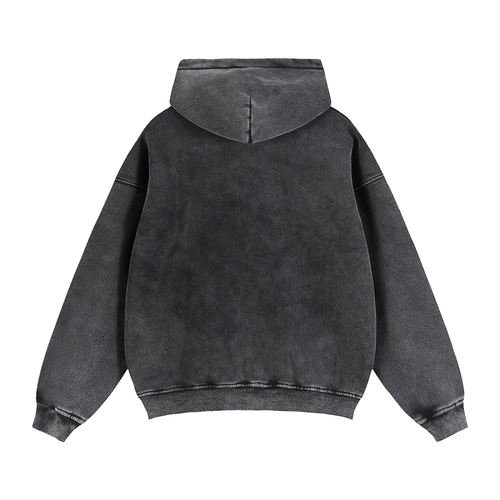 Unisex Snow Washed Zip-Through Boxy Fleece Hoodie