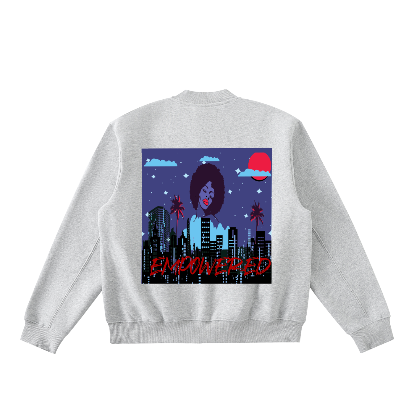 Women’s “Empowered” Zip-Up Fleeced Varsity Jacket
