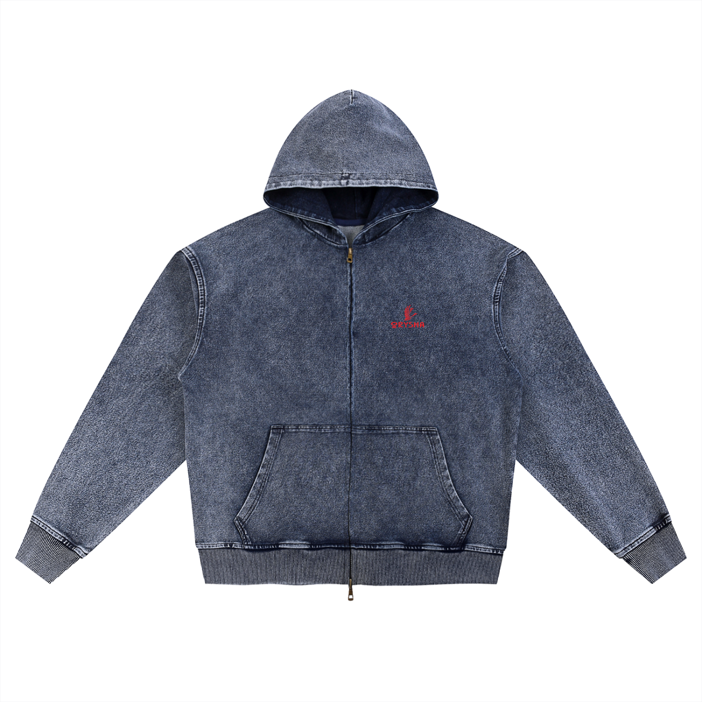 Women's "Bloom Vision" Snow Wash Oversized Zip-Up Hoodie