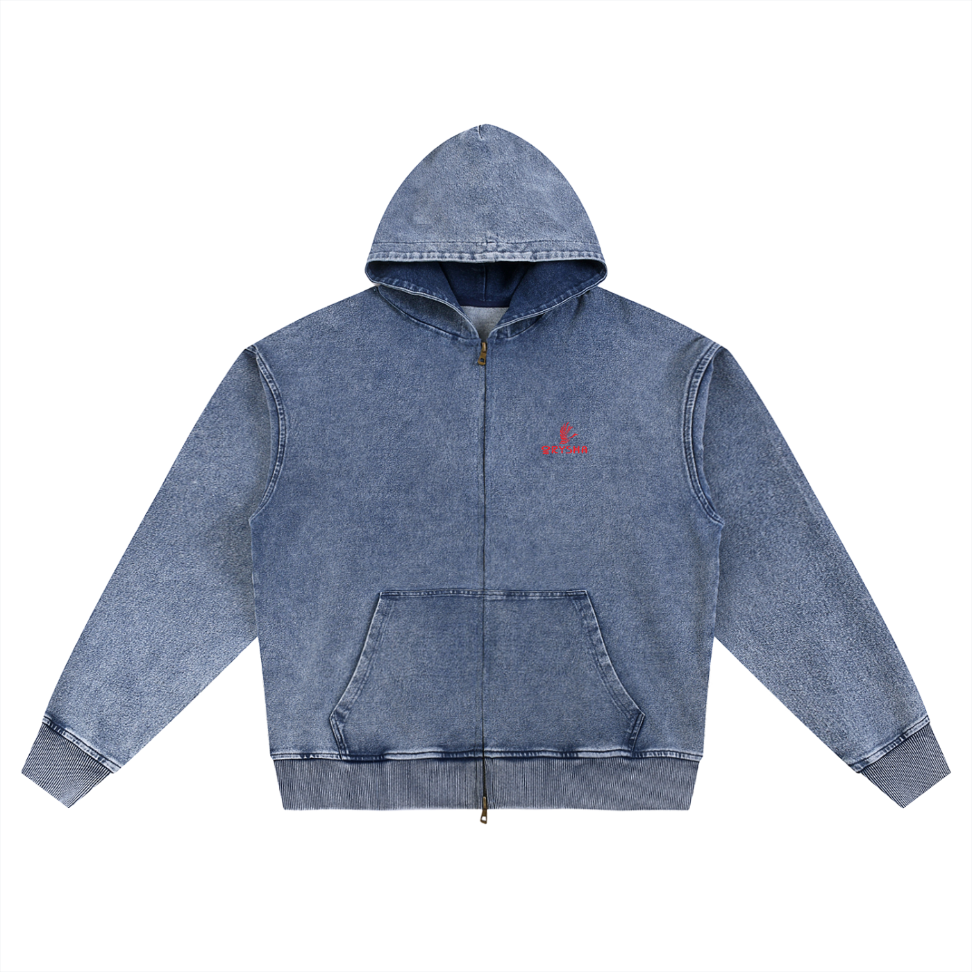Women's "Bloom Vision" Snow Wash Oversized Zip-Up Hoodie
