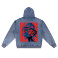 Women's "Bloom Vision" Snow Wash Oversized Zip-Up Hoodie