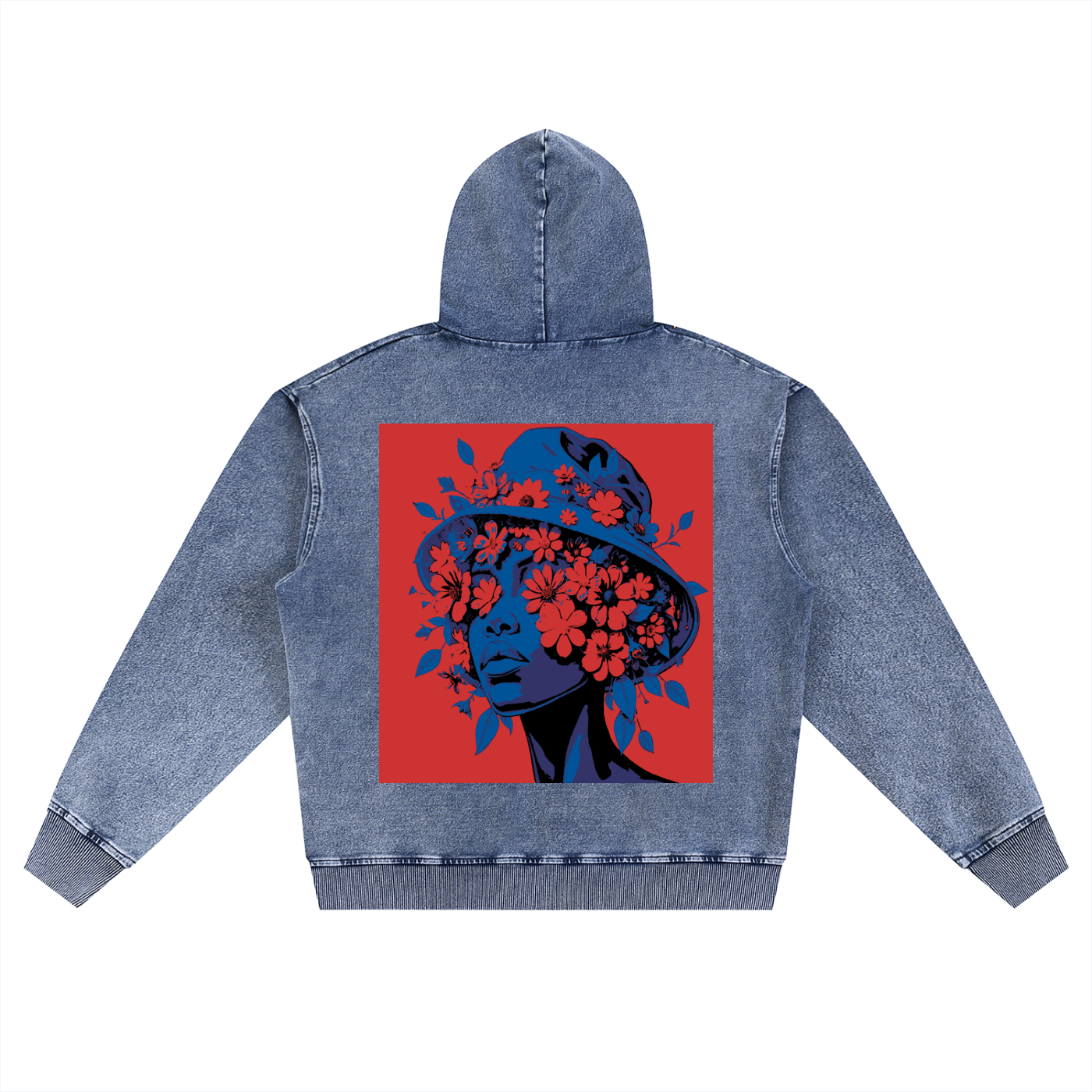 Women's "Bloom Vision" Snow Wash Oversized Zip-Up Hoodie