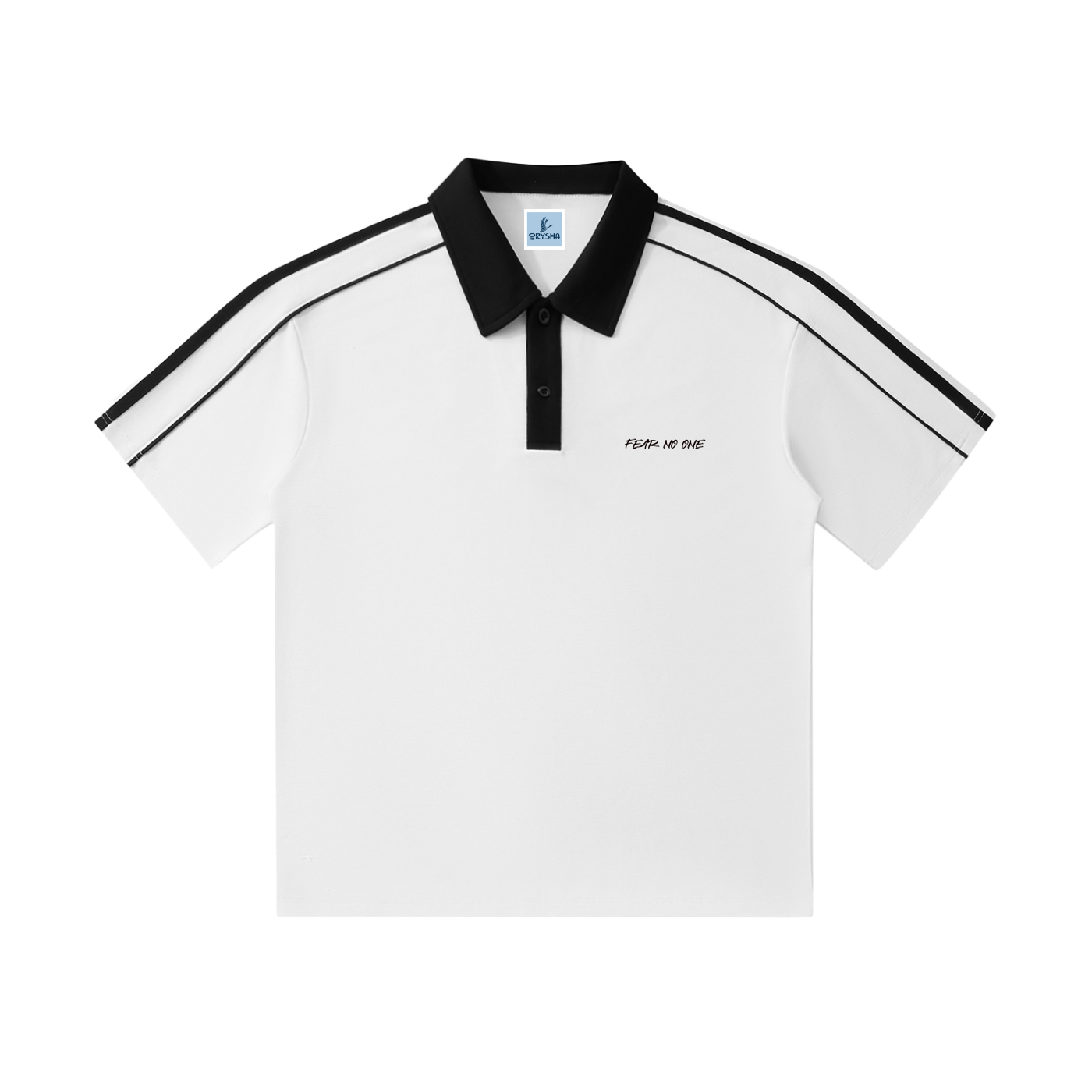 Men’s ““Fear No One” Graphic Contrast Collar Short-Sleeve Polo Shirt